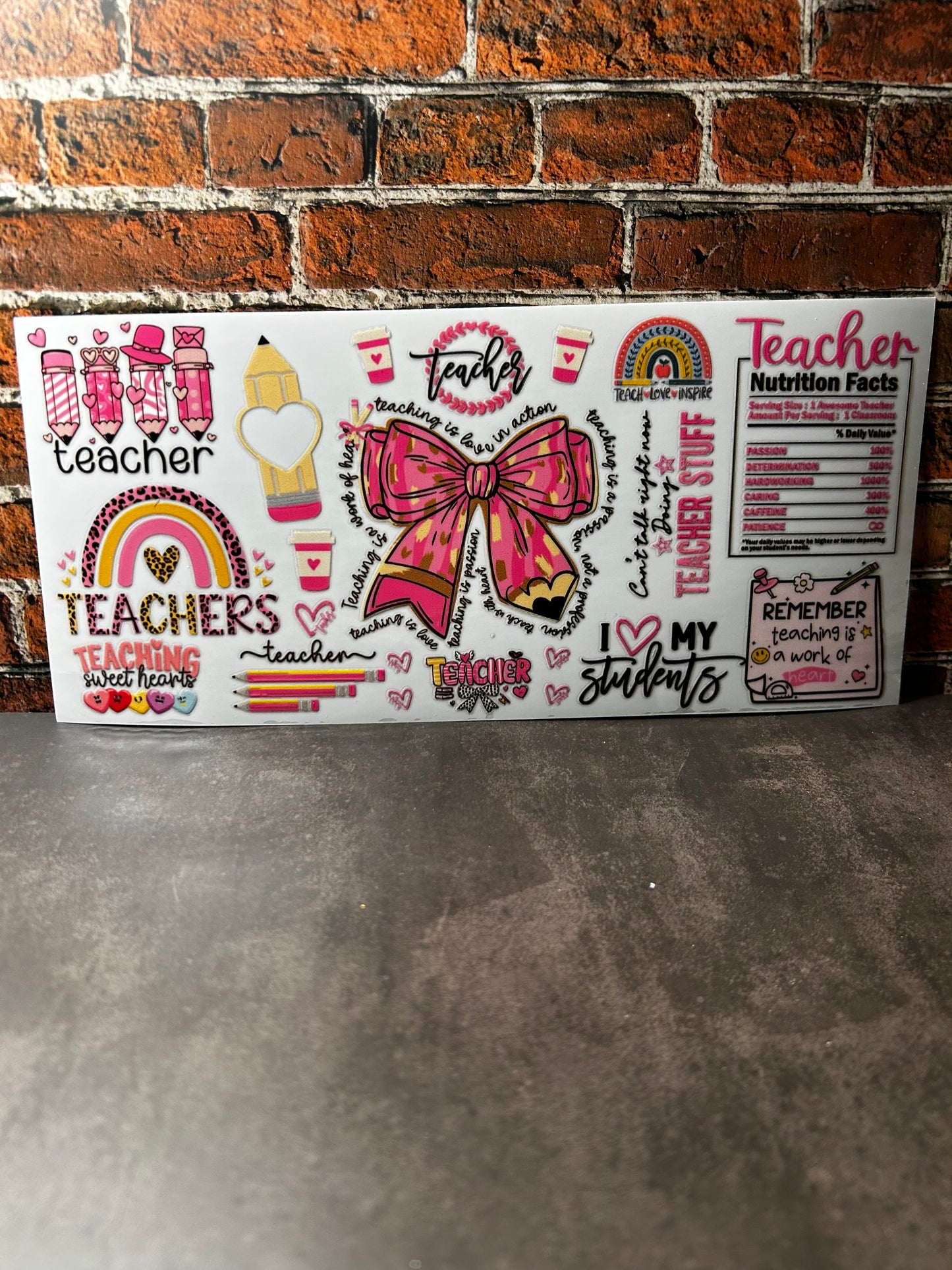 PINK TEACHER UVDTF CUP WRAP