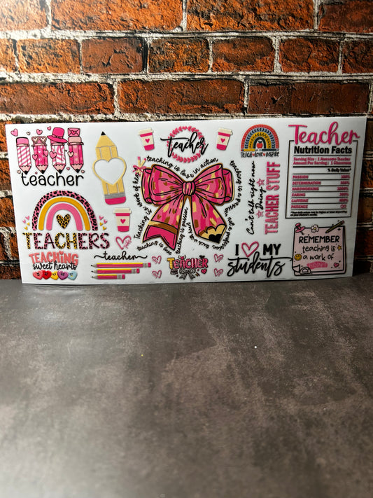 PINK TEACHER UVDTF CUP WRAP