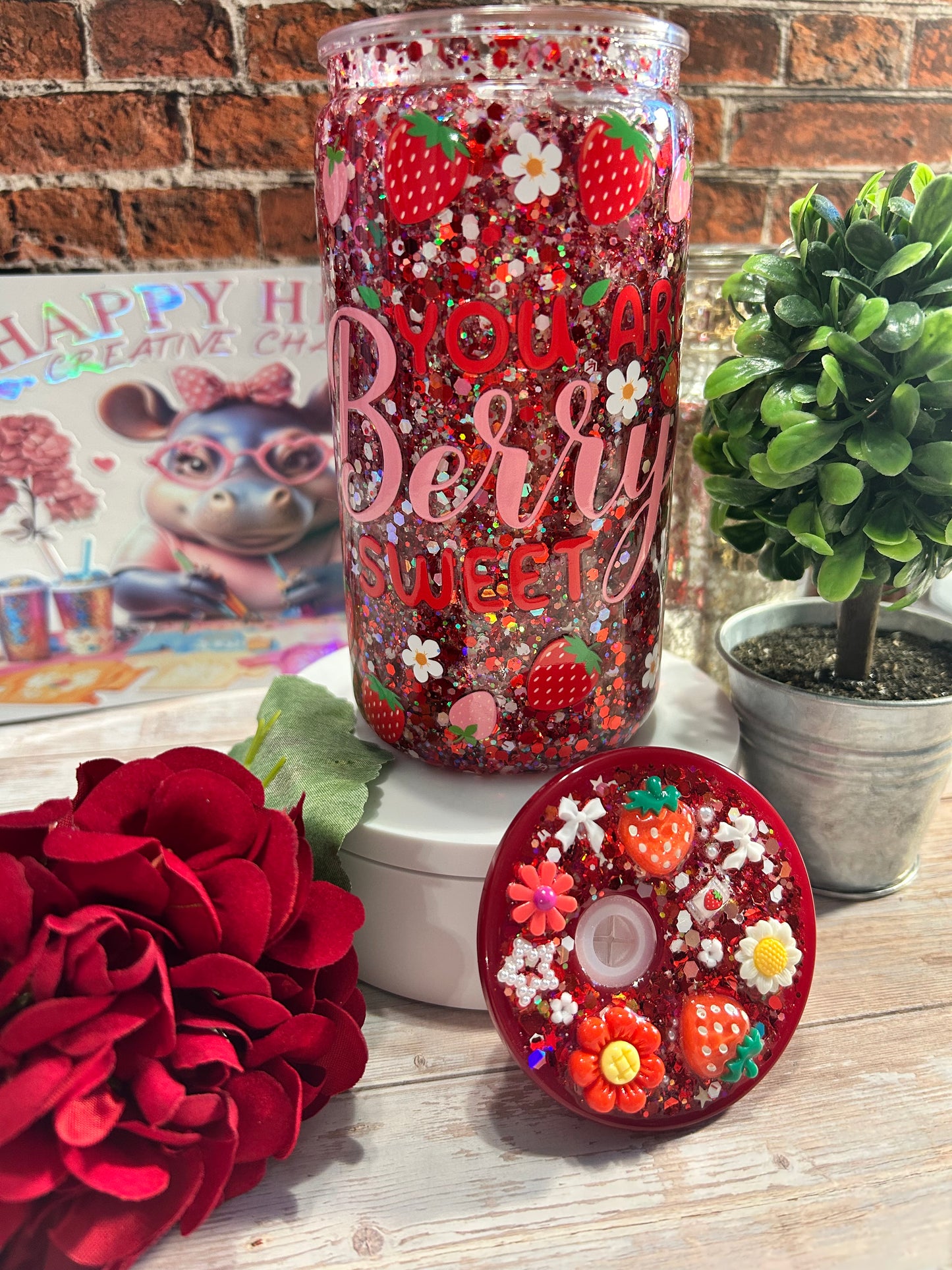 16oz, You are Berry Sweet snow globe tumbler acrylic