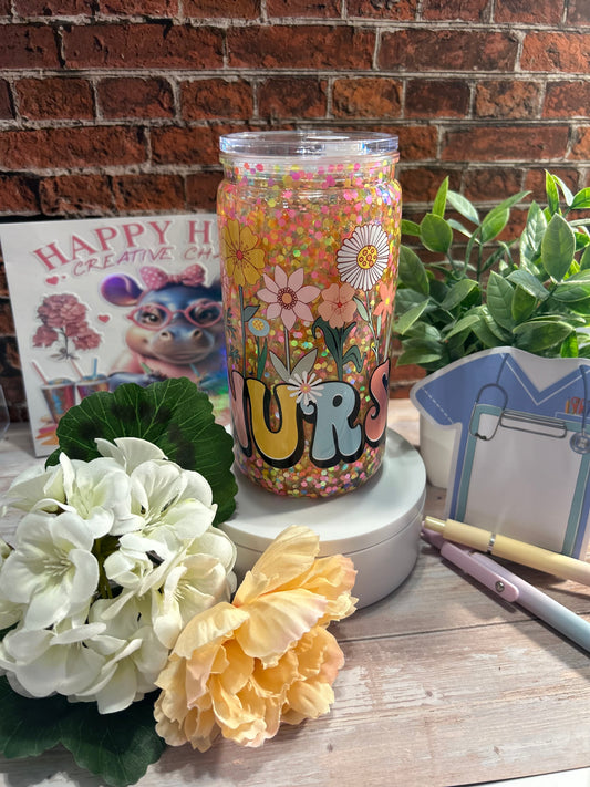 16 oz Nurse snow globe Tumbler