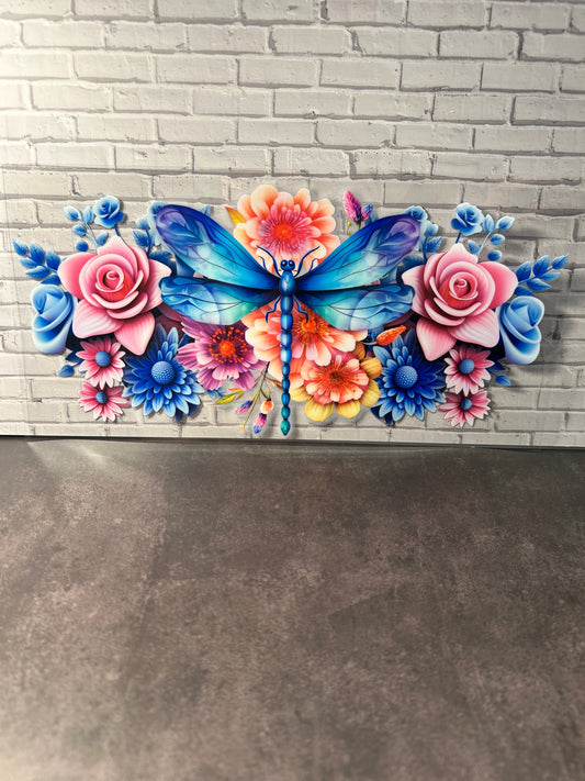Dragon Fly and flowers Decal