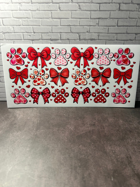 Red bow with paws Decal