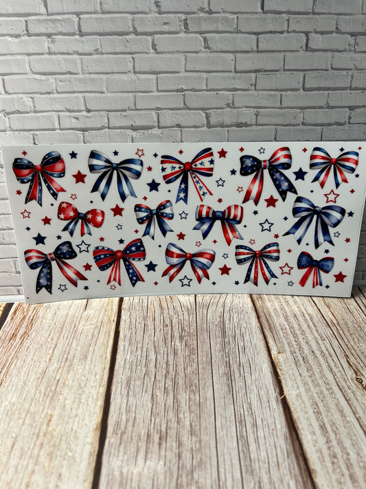 Fourth of July bows cup decal