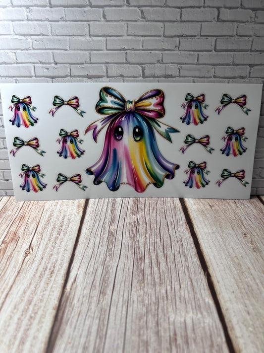 Ghost with bows UVDTF decal wrap