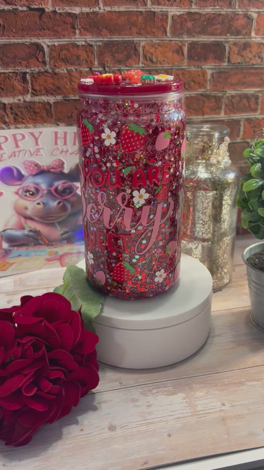 16oz, You are Berry Sweet snow globe tumbler acrylic